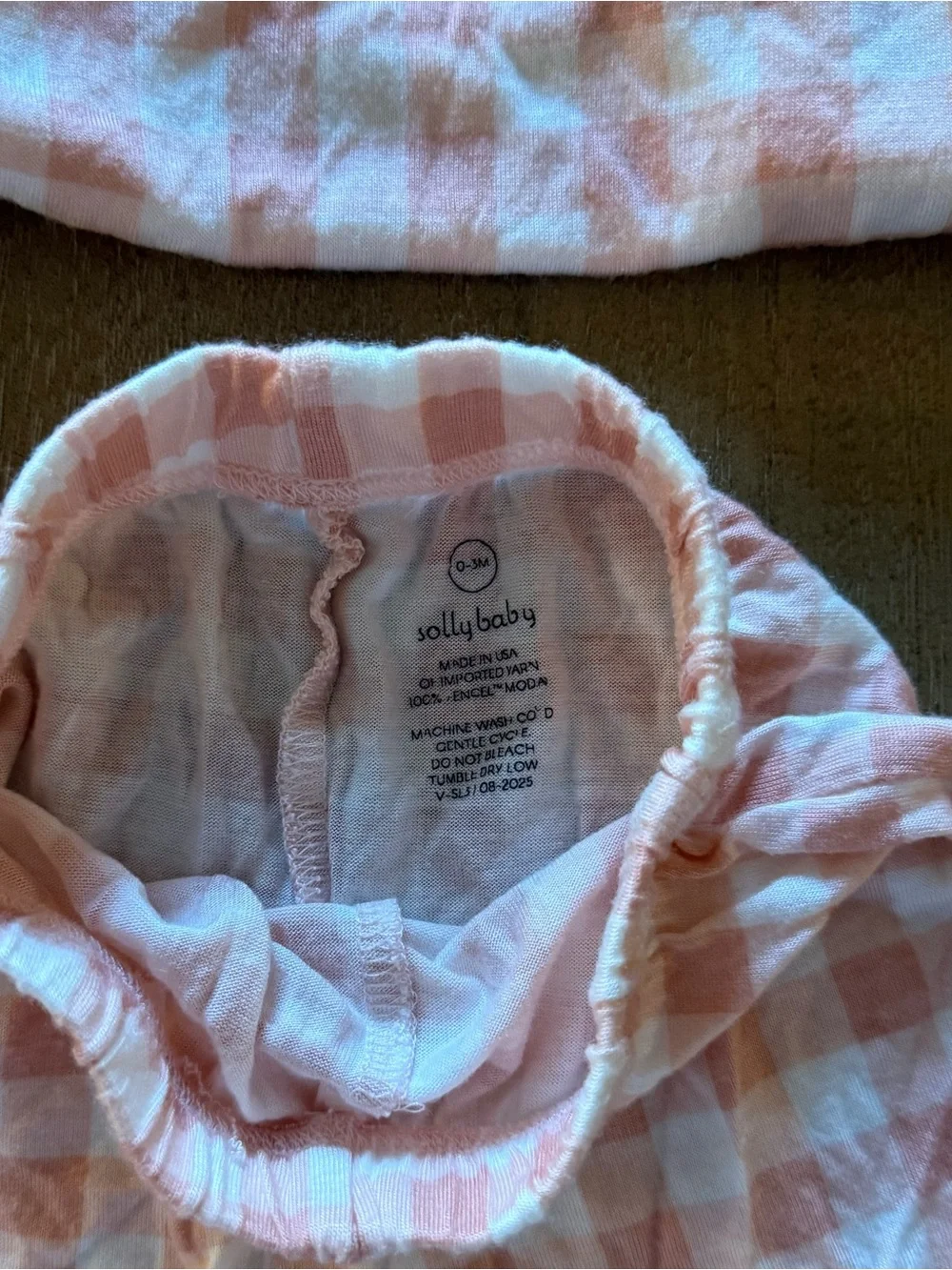 Solly Baby Girl Pink Gingham Tencel Sleeper Matching Set 0-3 Months